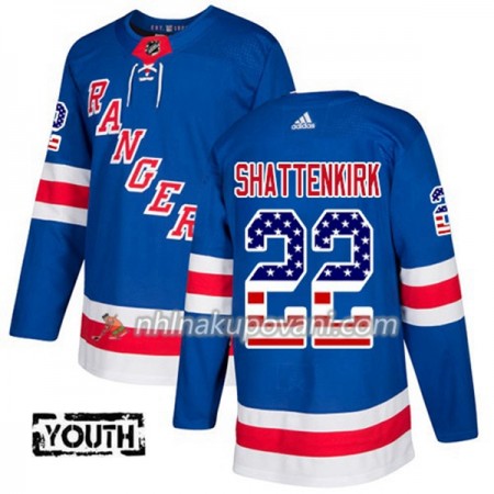 New York Rangers Dresy Kevin Shattenkirk 22 2017-2018 USA Flag Fashion Modrá Adidas Authentic - Dětské